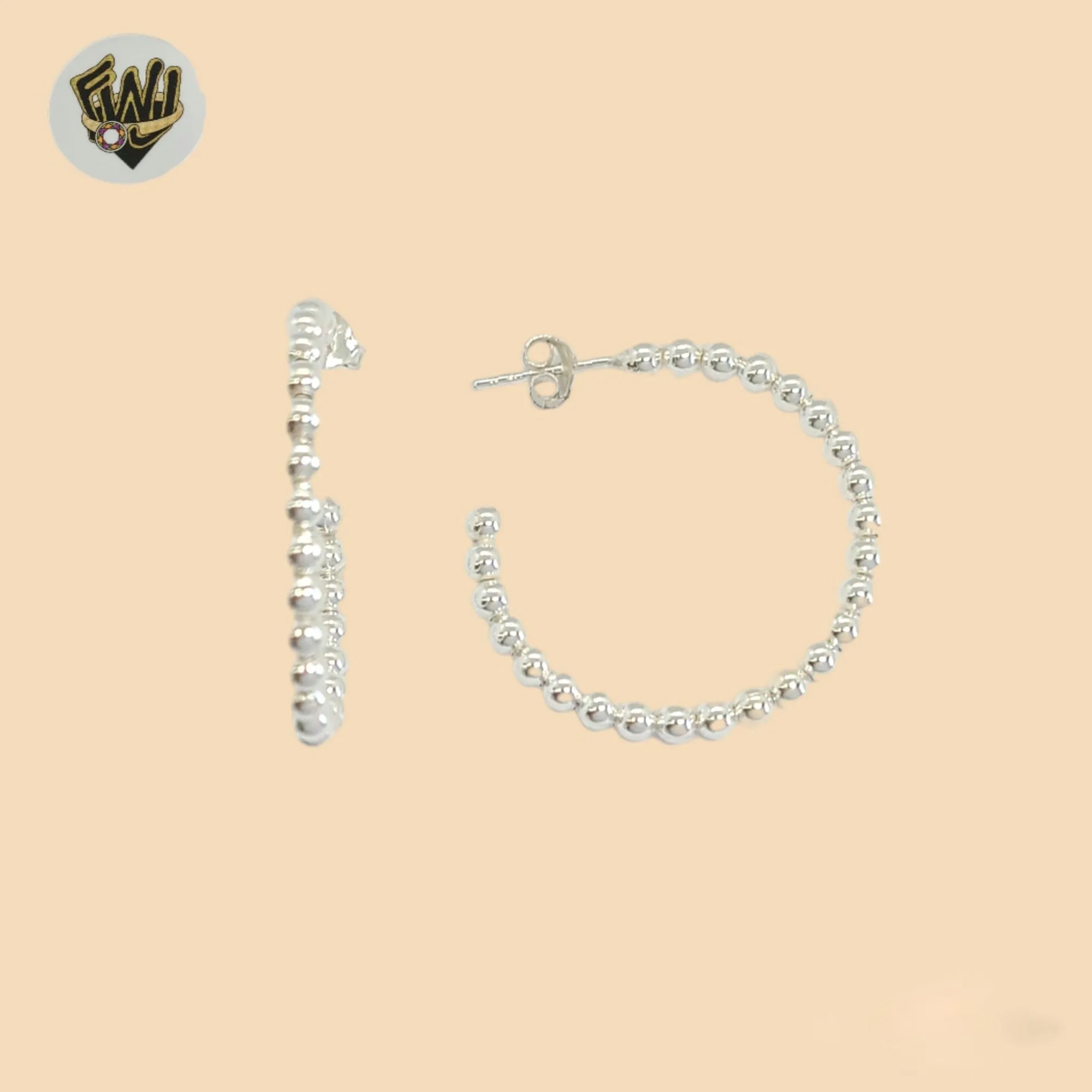 (2-4089-1) 925 Sterling Silver - Balls Half Hoops.