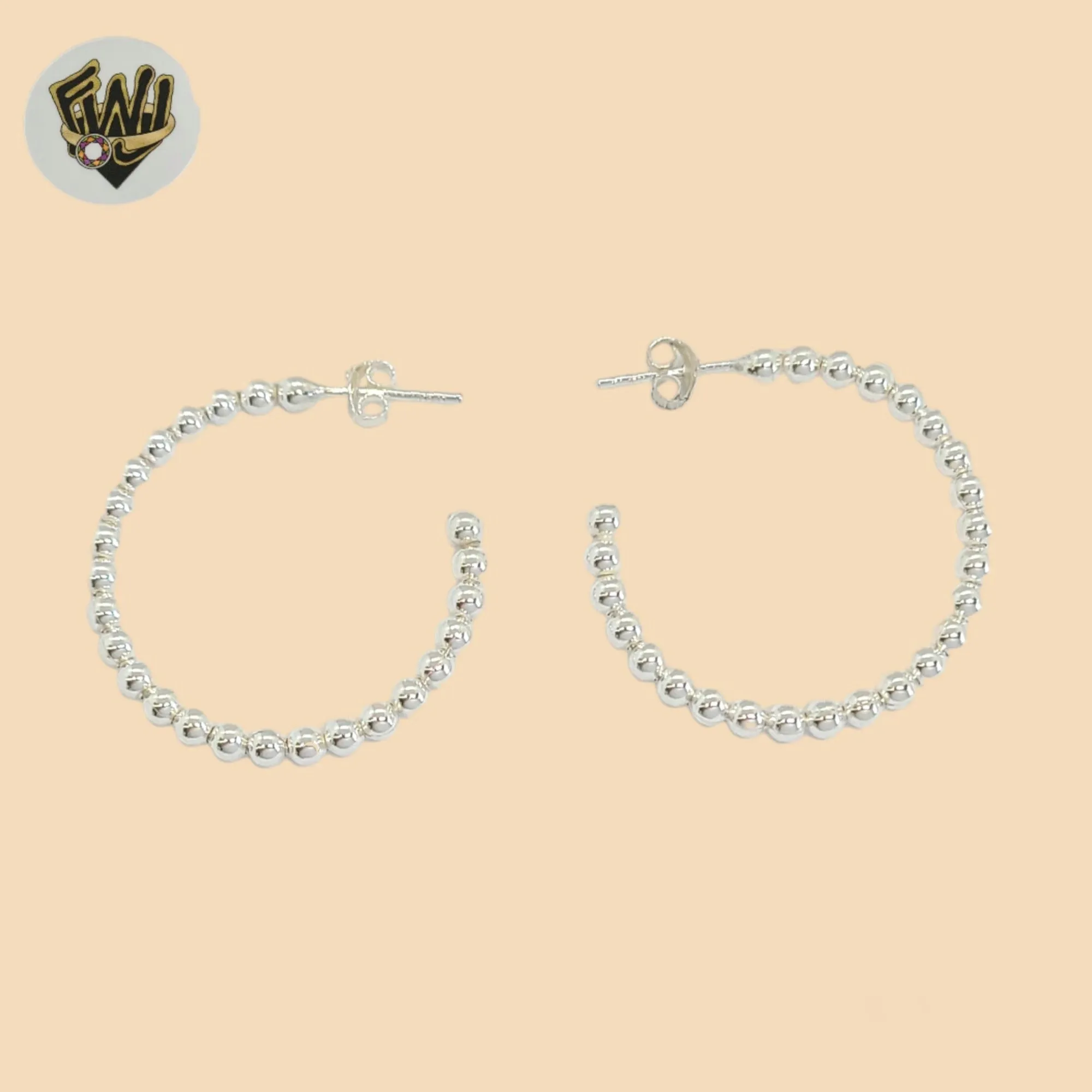 (2-4089-1) 925 Sterling Silver - Balls Half Hoops.