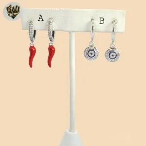 (2-4176) 925 Sterling Silver - Luck Charms Huggies.