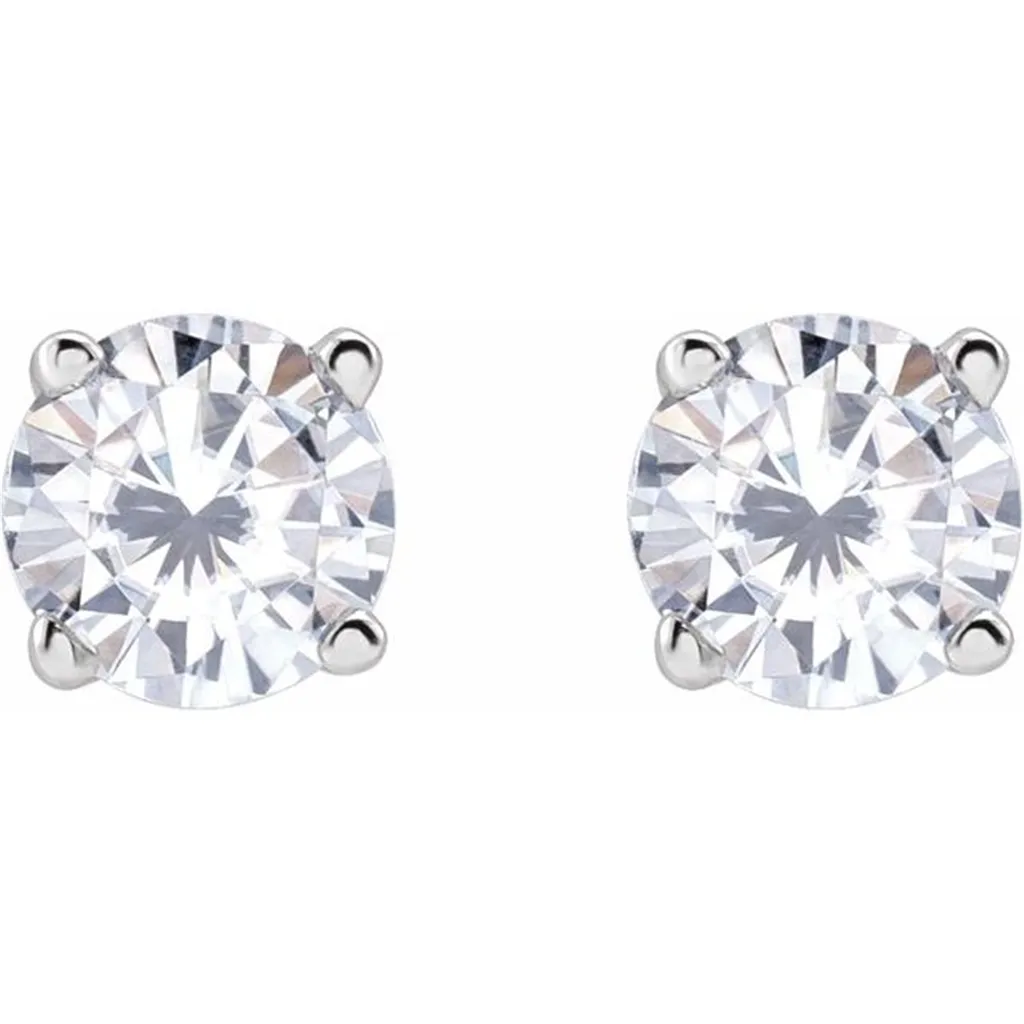 2 Carat Moissanite Studs DEF Color | Gold Plated Sterling Silver