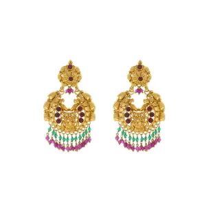 22K Yellow Gold Earrings W/ Ruby and Filgree Art & Splendid Design