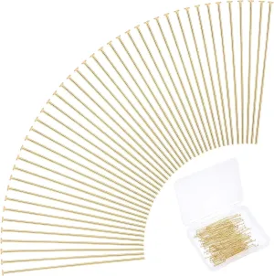 24K Gold Flat Head Pins, 100Pcs 35Mm 304 Stainless Steel Jewelry Making Pins 23 Guage Beading Pin Bendable Wire Pin for Earring Pendant Bracelet Necklace Jewelry DIY Craft
