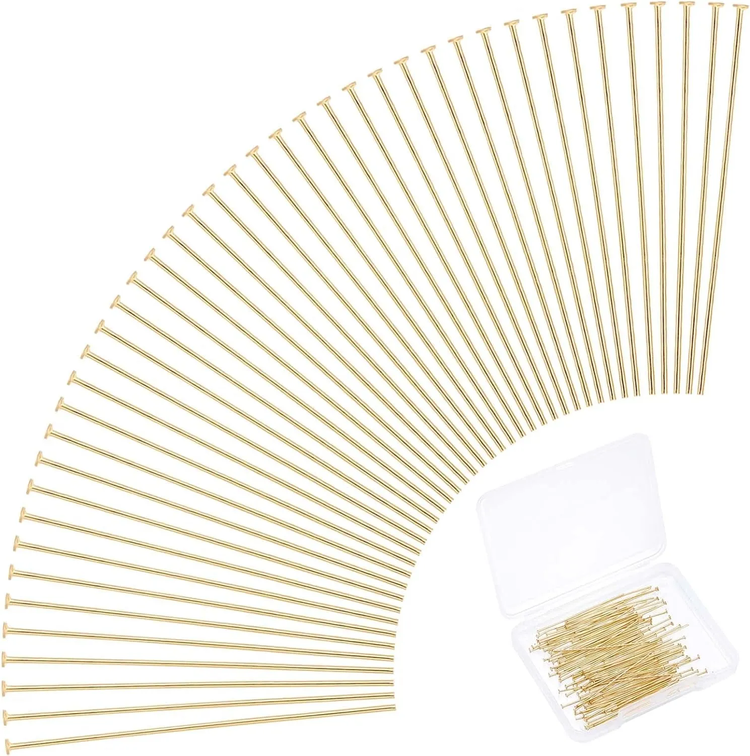 24K Gold Flat Head Pins, 100Pcs 35Mm 304 Stainless Steel Jewelry Making Pins 23 Guage Beading Pin Bendable Wire Pin for Earring Pendant Bracelet Necklace Jewelry DIY Craft