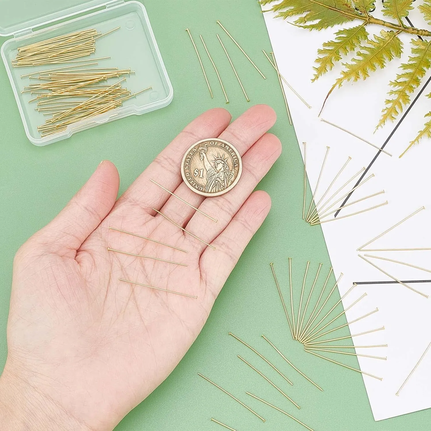 24K Gold Flat Head Pins, 100Pcs 35Mm 304 Stainless Steel Jewelry Making Pins 23 Guage Beading Pin Bendable Wire Pin for Earring Pendant Bracelet Necklace Jewelry DIY Craft