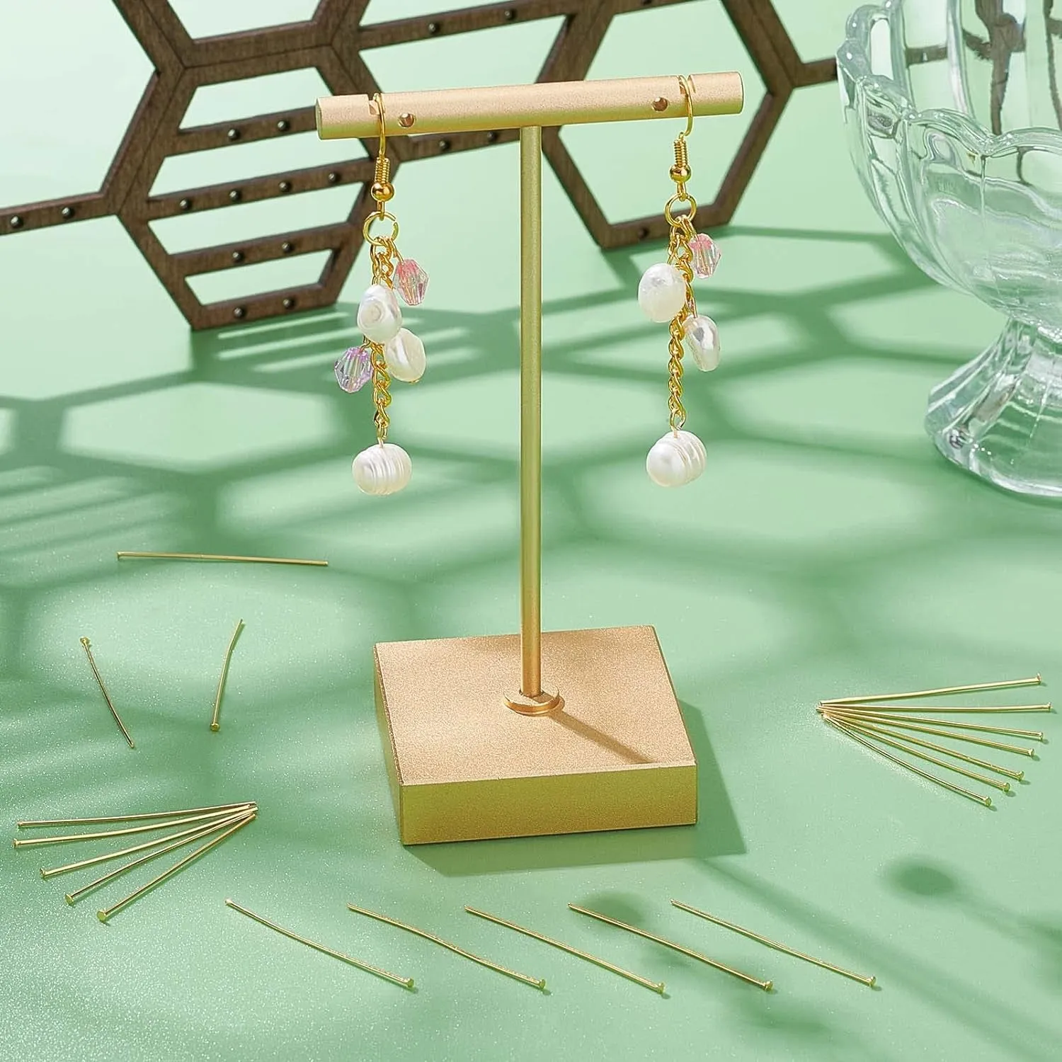 24K Gold Flat Head Pins, 100Pcs 35Mm 304 Stainless Steel Jewelry Making Pins 23 Guage Beading Pin Bendable Wire Pin for Earring Pendant Bracelet Necklace Jewelry DIY Craft