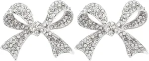 2Pcs Bow Brooches and Pins for Women Decorations, Bow Rhinestone Brooches Crystal Brooch Pins Vintage Bow Brooches Women Decors, Bow Silver Brooch Pins for Women Clothes Suit Jewelry Accessories