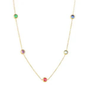 316L Stainless Steel Chain Necklace Delicate Cubic Zirconia Collar Necklace