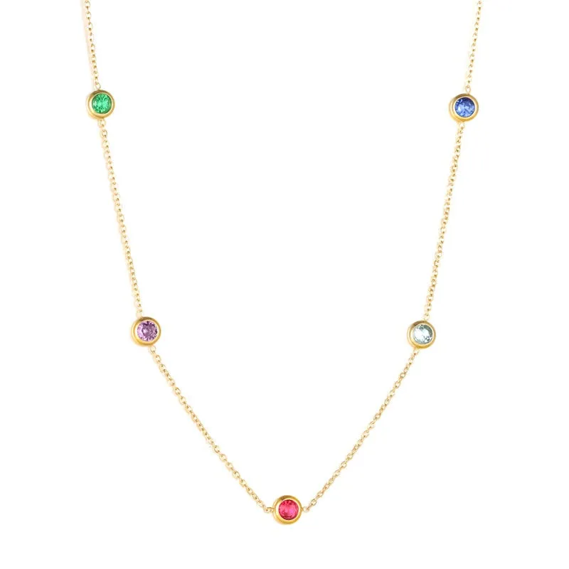 316L Stainless Steel Chain Necklace Delicate Cubic Zirconia Collar Necklace