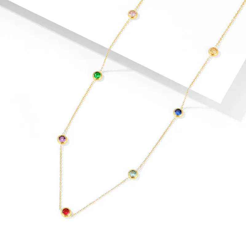 316L Stainless Steel Chain Necklace Delicate Cubic Zirconia Collar Necklace