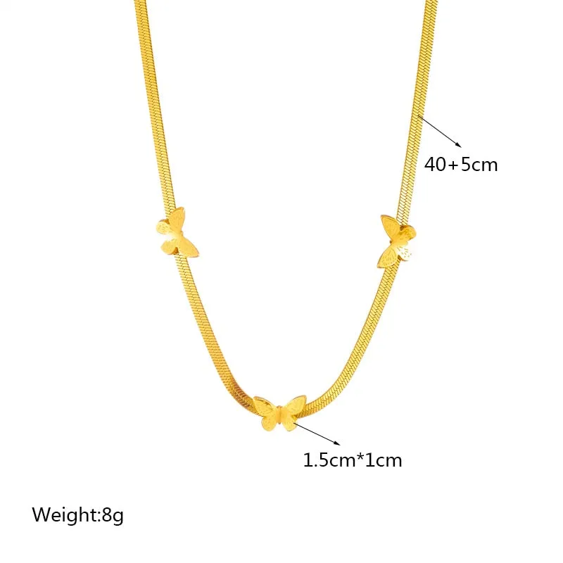 316L Stainless Steel Gold Color Butterfly Necklace For Women