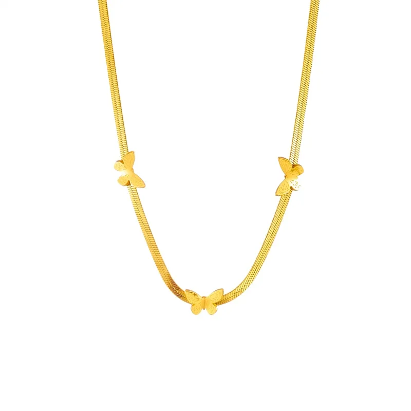 316L Stainless Steel Gold Color Butterfly Necklace For Women