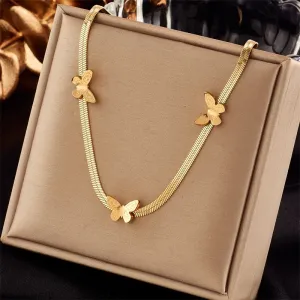 316L Stainless Steel Gold Color Butterfly Necklace For Women