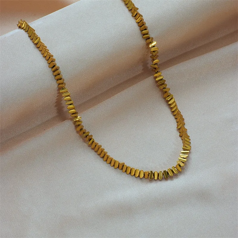 316L Stainless Steel Gold Color Triangle Necklace For Women