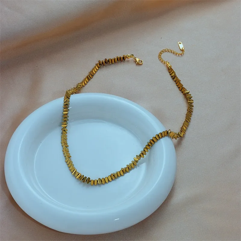 316L Stainless Steel Gold Color Triangle Necklace For Women