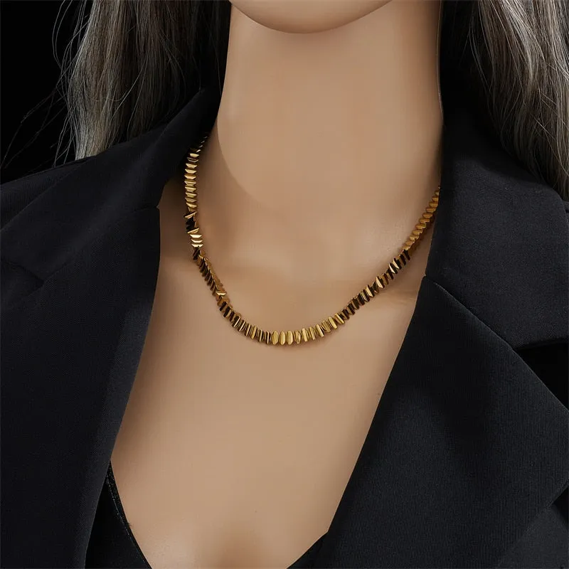 316L Stainless Steel Gold Color Triangle Necklace For Women
