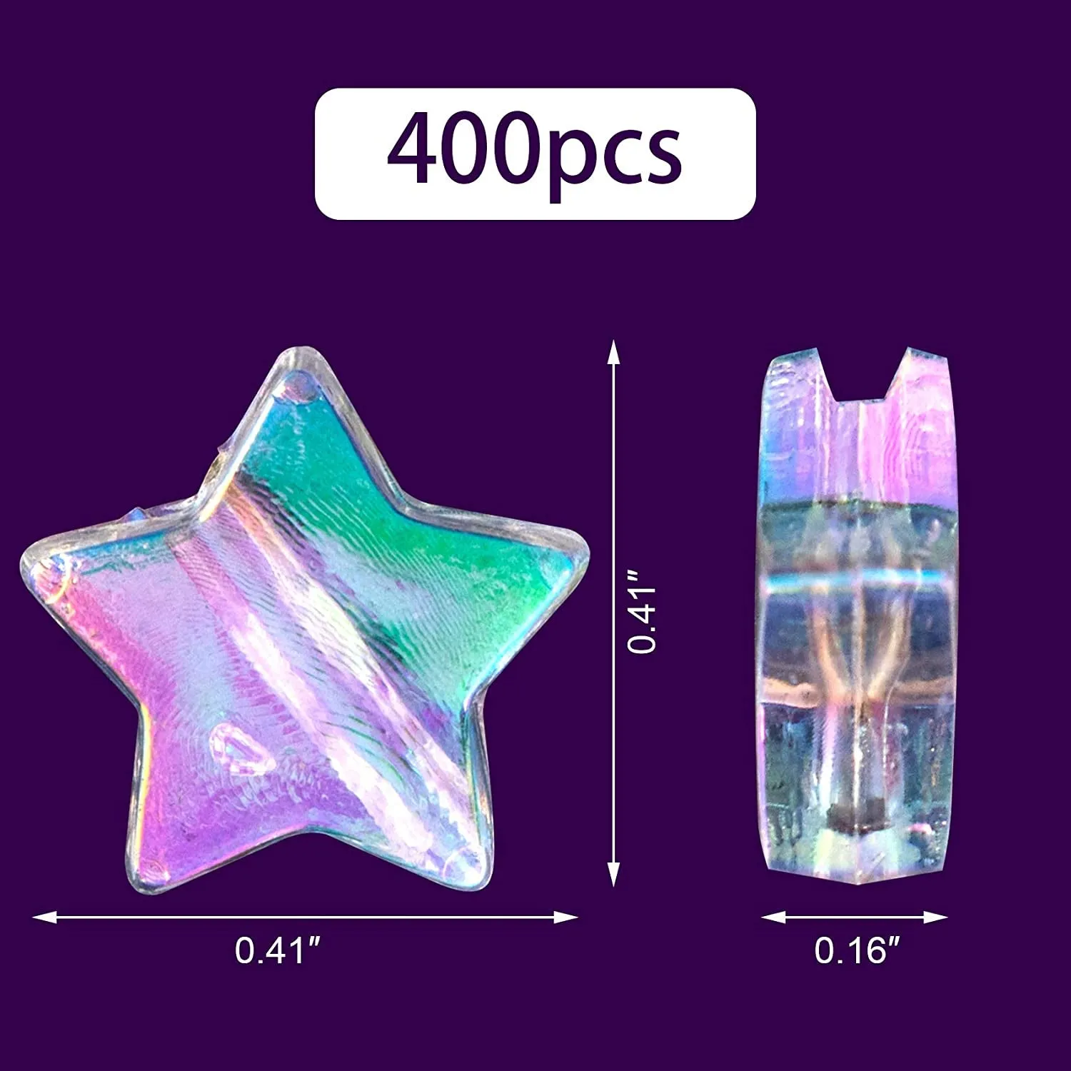 400 PCS Acrylic Star Shape Beads, Star Shape Charming Beads, Clear Acrylic 10Mm Beads for DIY Jewelry Craft Making Necklace Bracelet Supplies (4 Pack X 100 PCS)