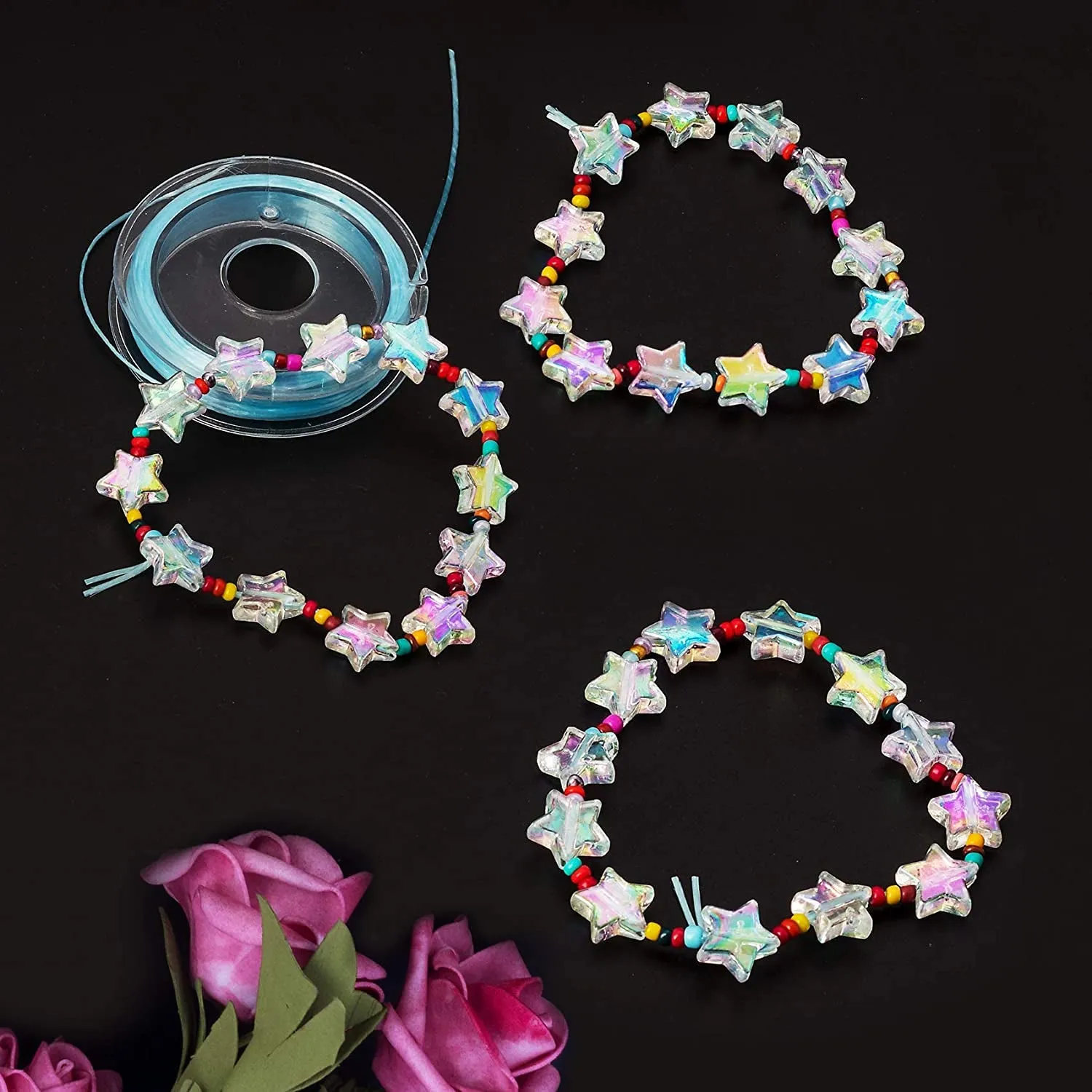 400 PCS Acrylic Star Shape Beads, Star Shape Charming Beads, Clear Acrylic 10Mm Beads for DIY Jewelry Craft Making Necklace Bracelet Supplies (4 Pack X 100 PCS)