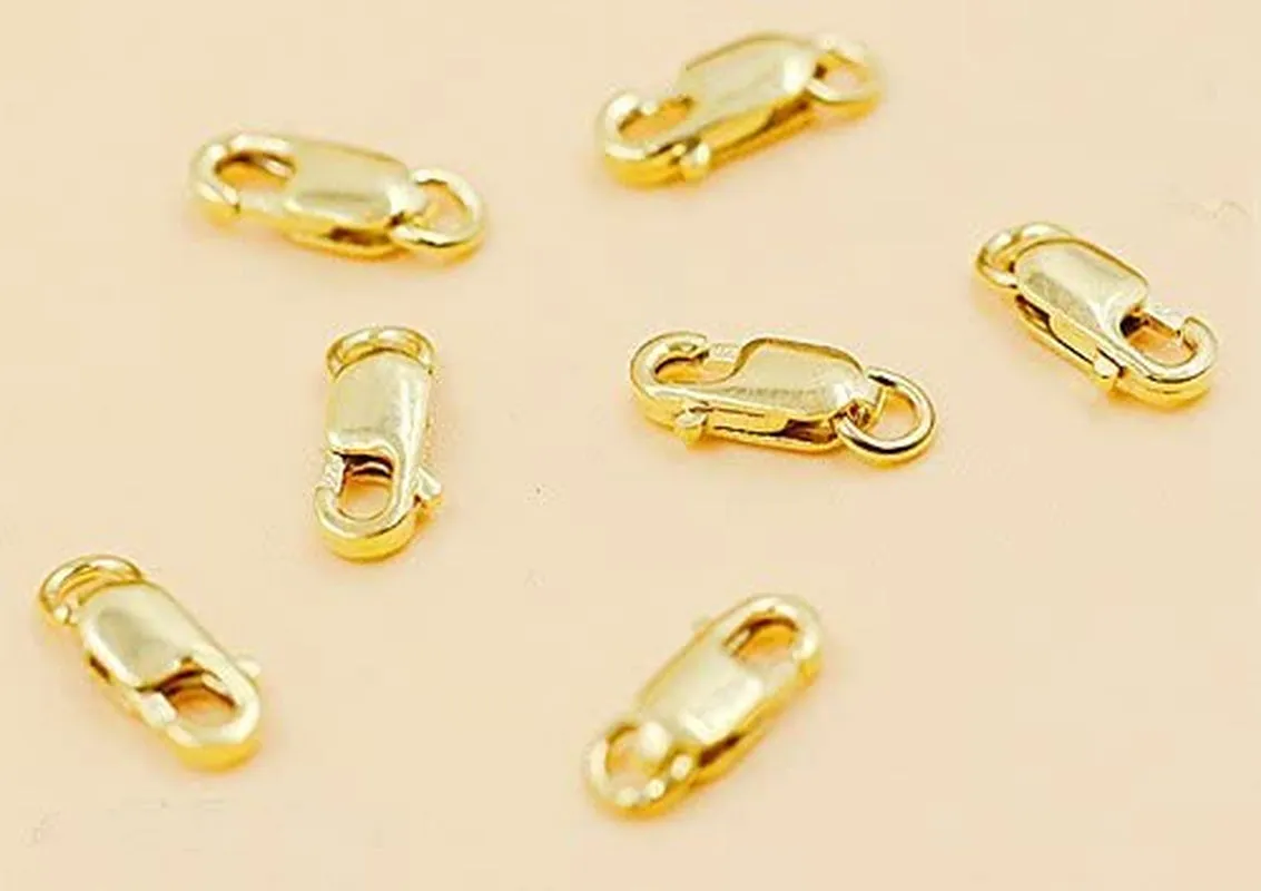 4Pcs/Set 14K Solid Yellow Gold Jewelry Lobster Clasp Bead Open Jump Ring (8Mmx3Mm)