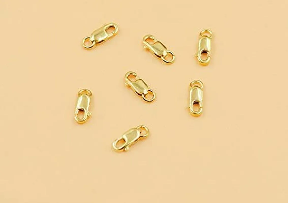 4Pcs/Set 14K Solid Yellow Gold Jewelry Lobster Clasp Bead Open Jump Ring (8Mmx3Mm)