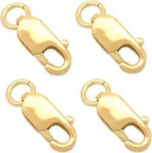 4Pcs/Set 14K Solid Yellow Gold Jewelry Lobster Clasp Bead Open Jump Ring (8Mmx3Mm)