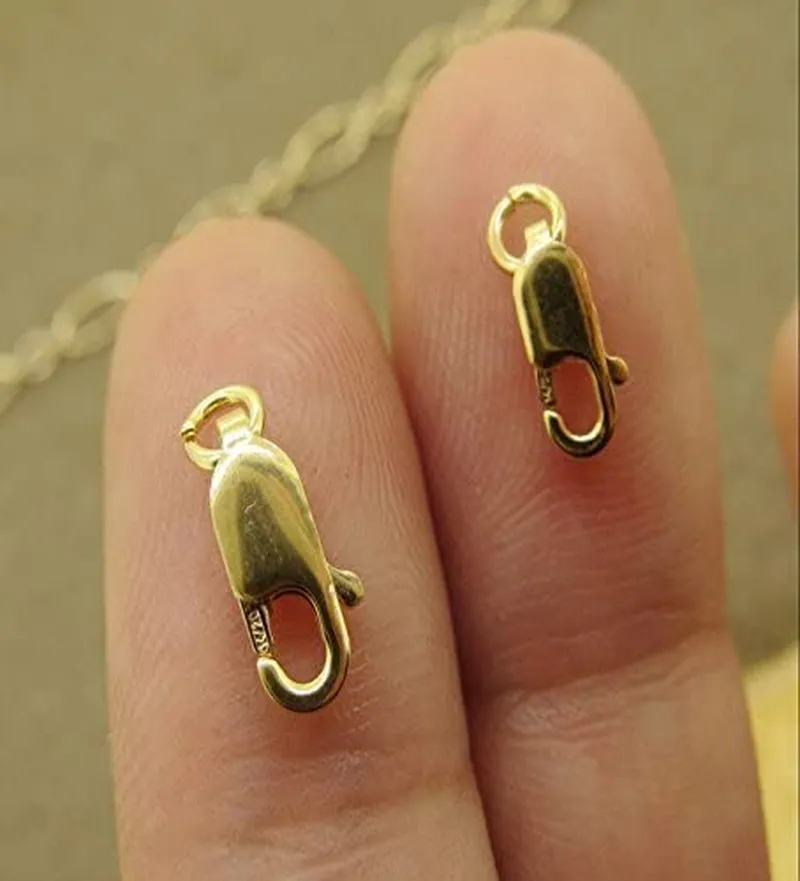 4Pcs/Set 14K Solid Yellow Gold Jewelry Lobster Clasp Bead Open Jump Ring (8Mmx3Mm)