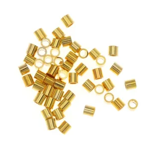 500 Pcs Tube crimp 2mm Brass plated gold finish