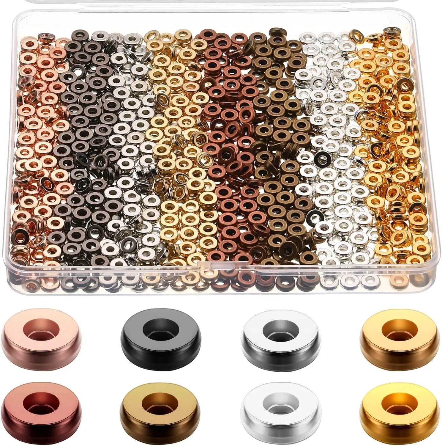 800 Pcs 6Mm Flat Gold Beads Flat round Spacer Beads for Bracelets Making round Rondelle Spacer Beads for Jewelry Making Flat Spacer for Necklaces DIY Loose Beads(Mixed Color)