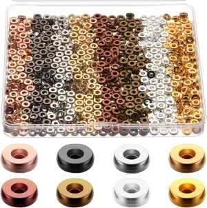 800 Pcs 6Mm Flat Gold Beads Flat round Spacer Beads for Bracelets Making round Rondelle Spacer Beads for Jewelry Making Flat Spacer for Necklaces DIY Loose Beads(Mixed Color)