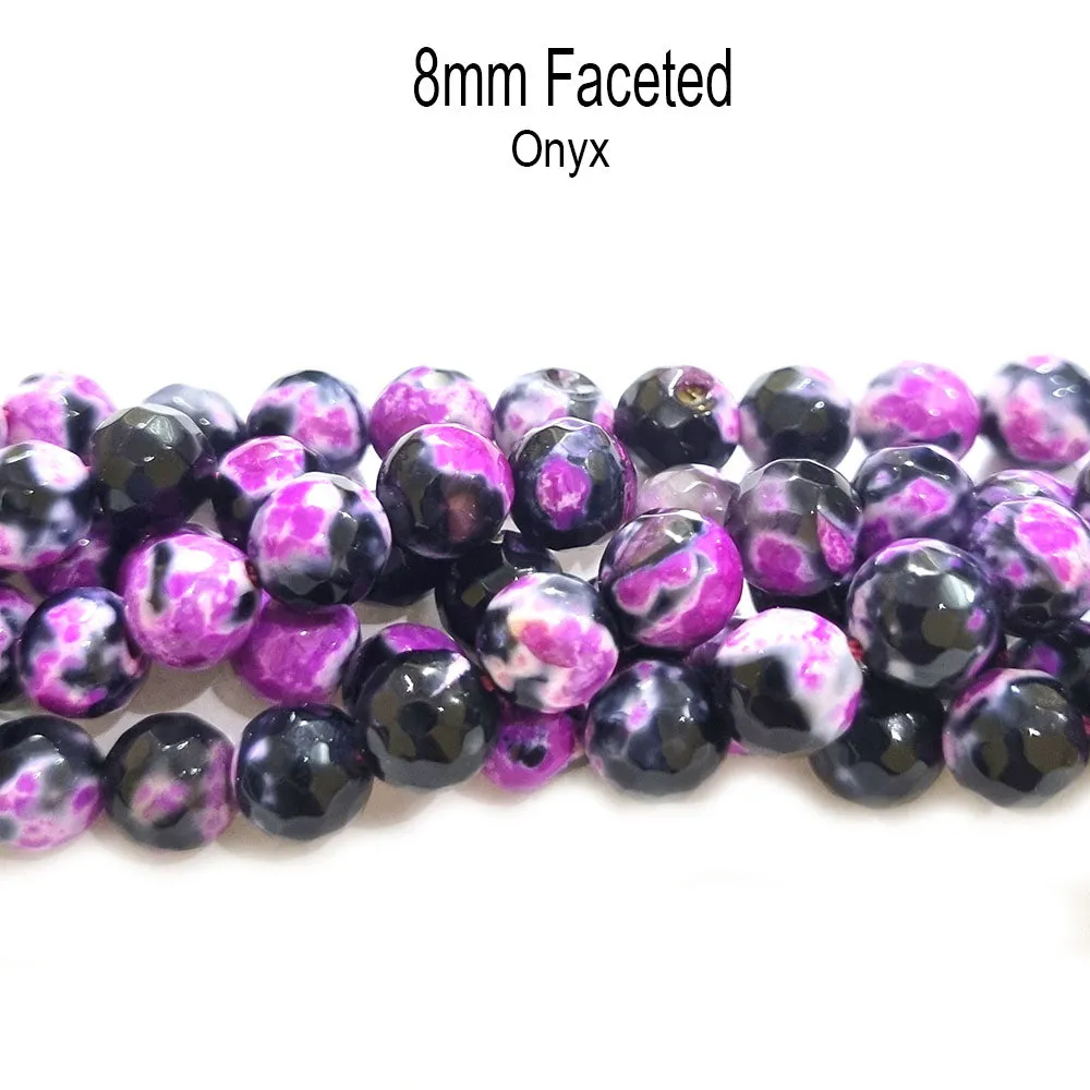 8MM NATURAL ROUND Onyx AGATE BEADS SEMI PRECIOUS GEMSTONE BEADS FOR JEWELRY MAKING STRAND 15 INCH (47-50PCS)