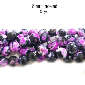 8MM NATURAL ROUND Onyx AGATE BEADS SEMI PRECIOUS GEMSTONE BEADS FOR JEWELRY MAKING STRAND 15 INCH (47-50PCS)