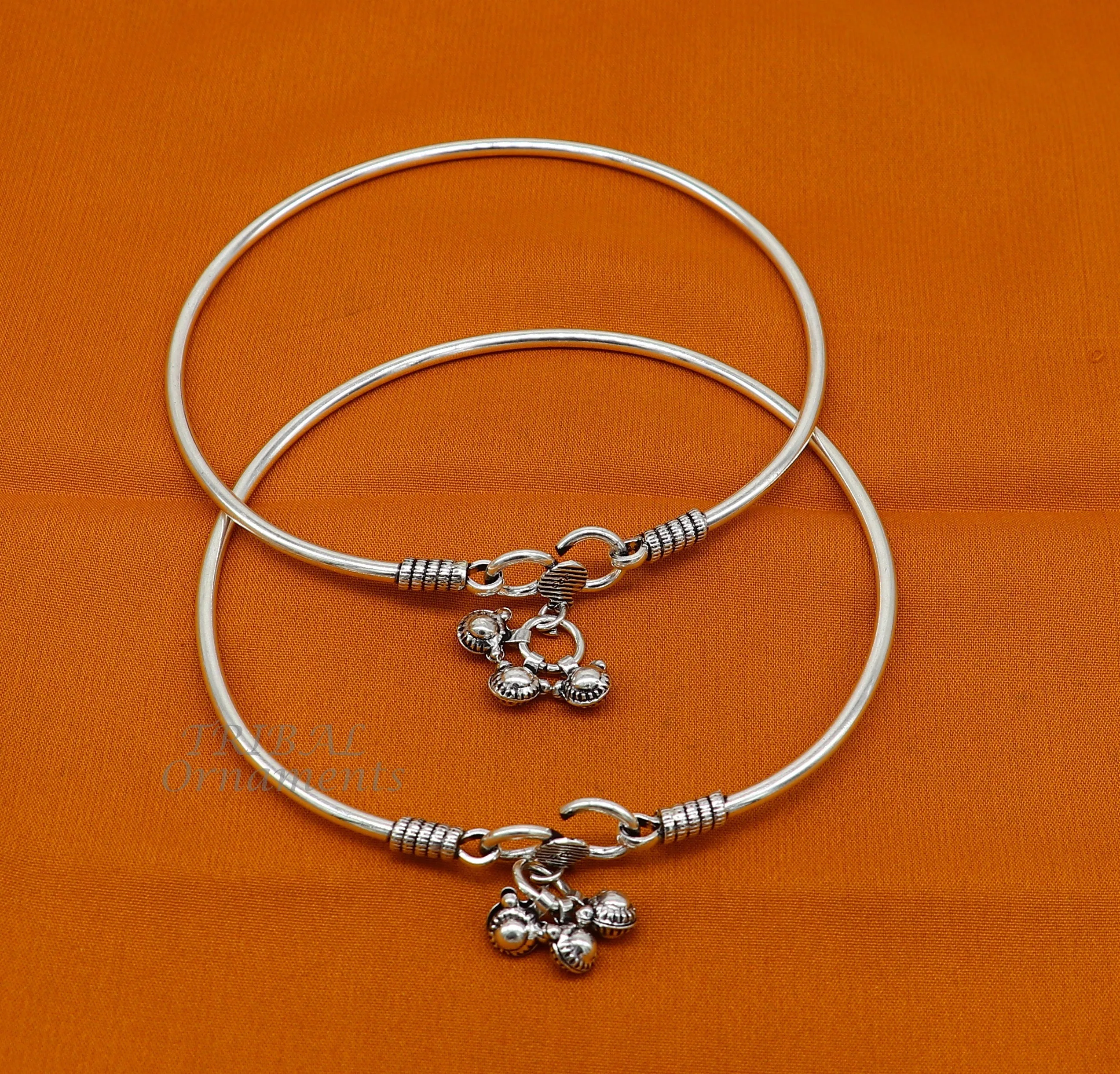 925 sterling silver handmade plain bright design gorgeous customized foot bracelet anklet kada belly dance jewelry nsfk93