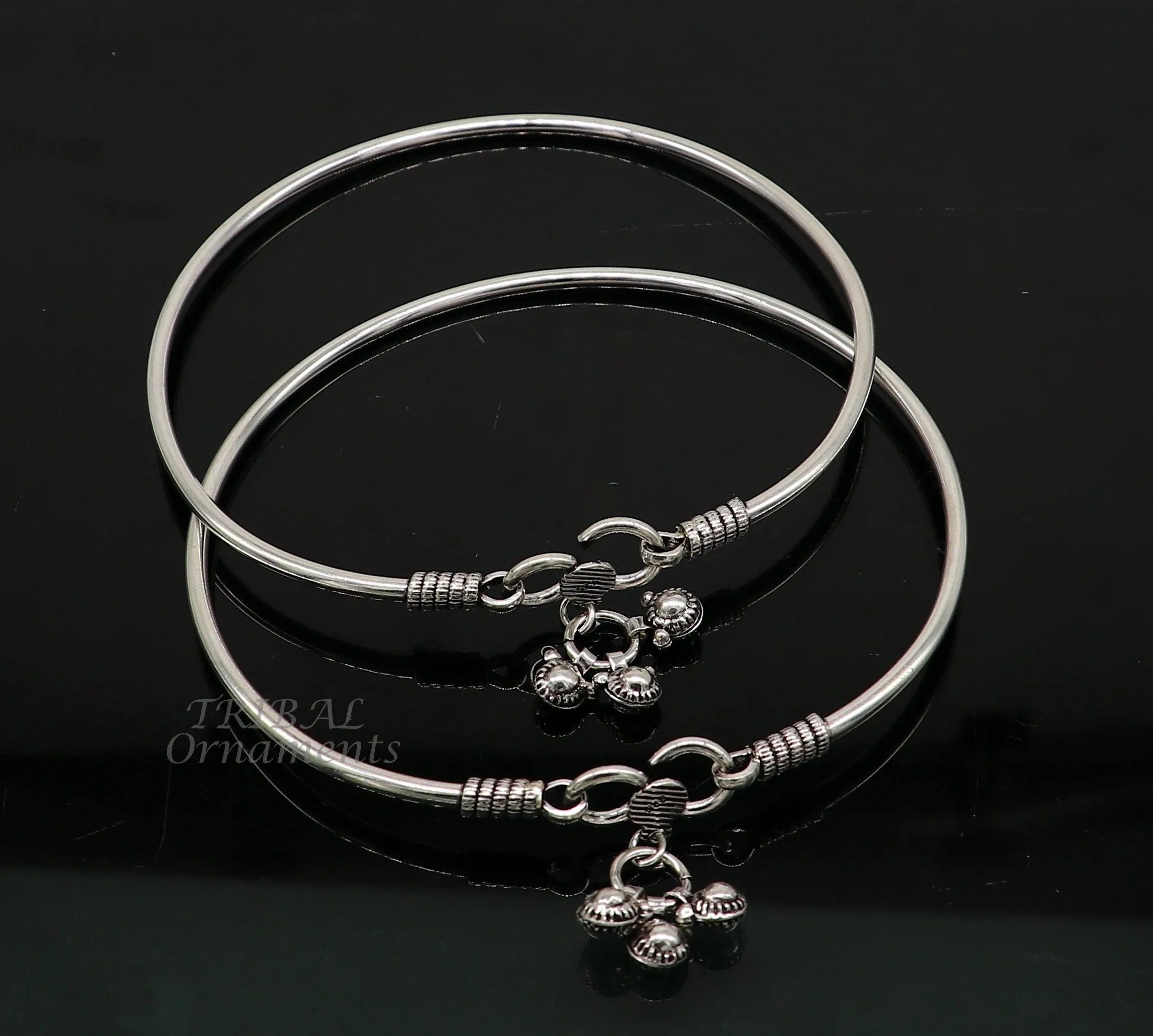 925 sterling silver handmade plain bright design gorgeous customized foot bracelet anklet kada belly dance jewelry nsfk93