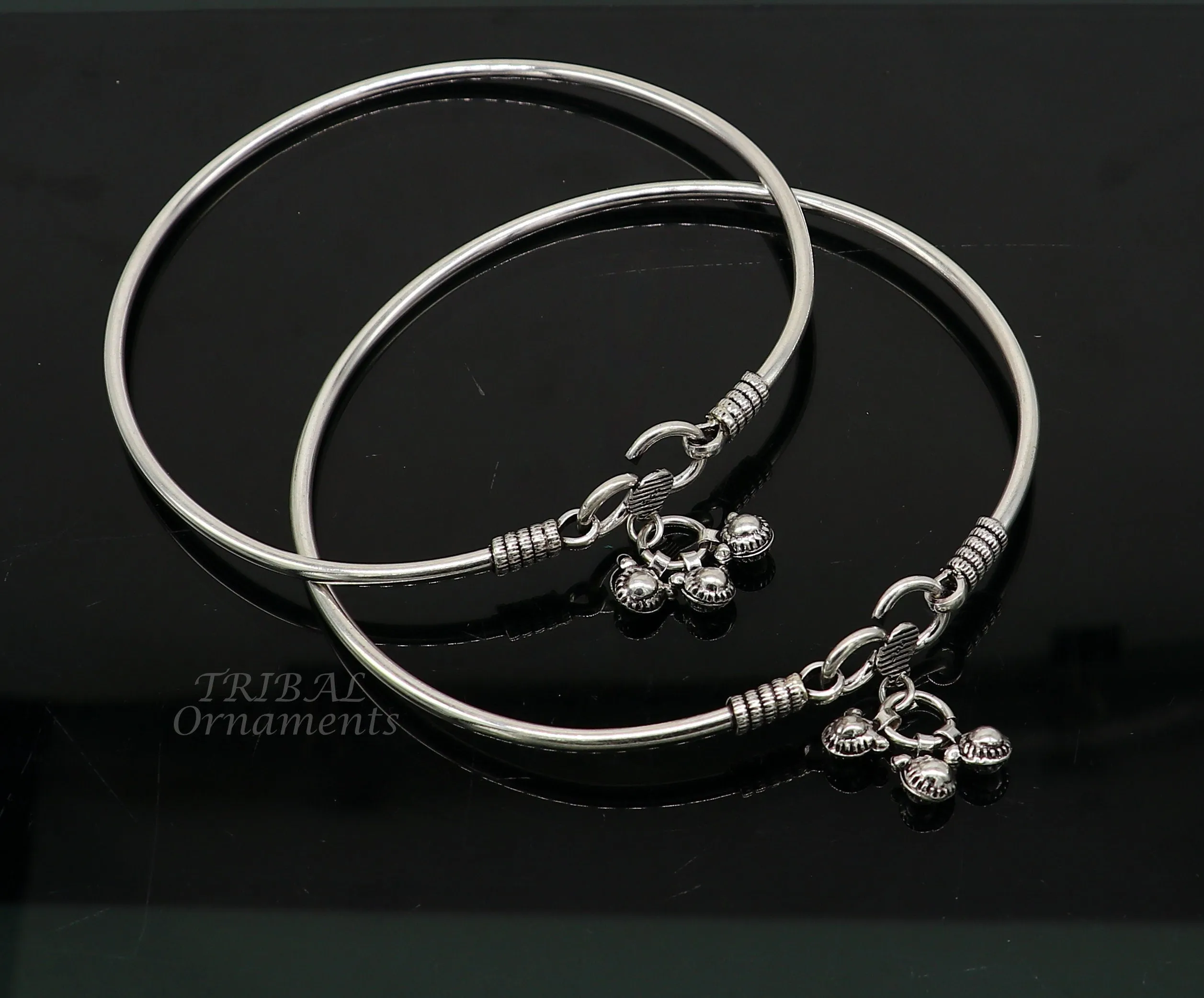 925 sterling silver handmade plain bright design gorgeous customized foot bracelet anklet kada belly dance jewelry nsfk93