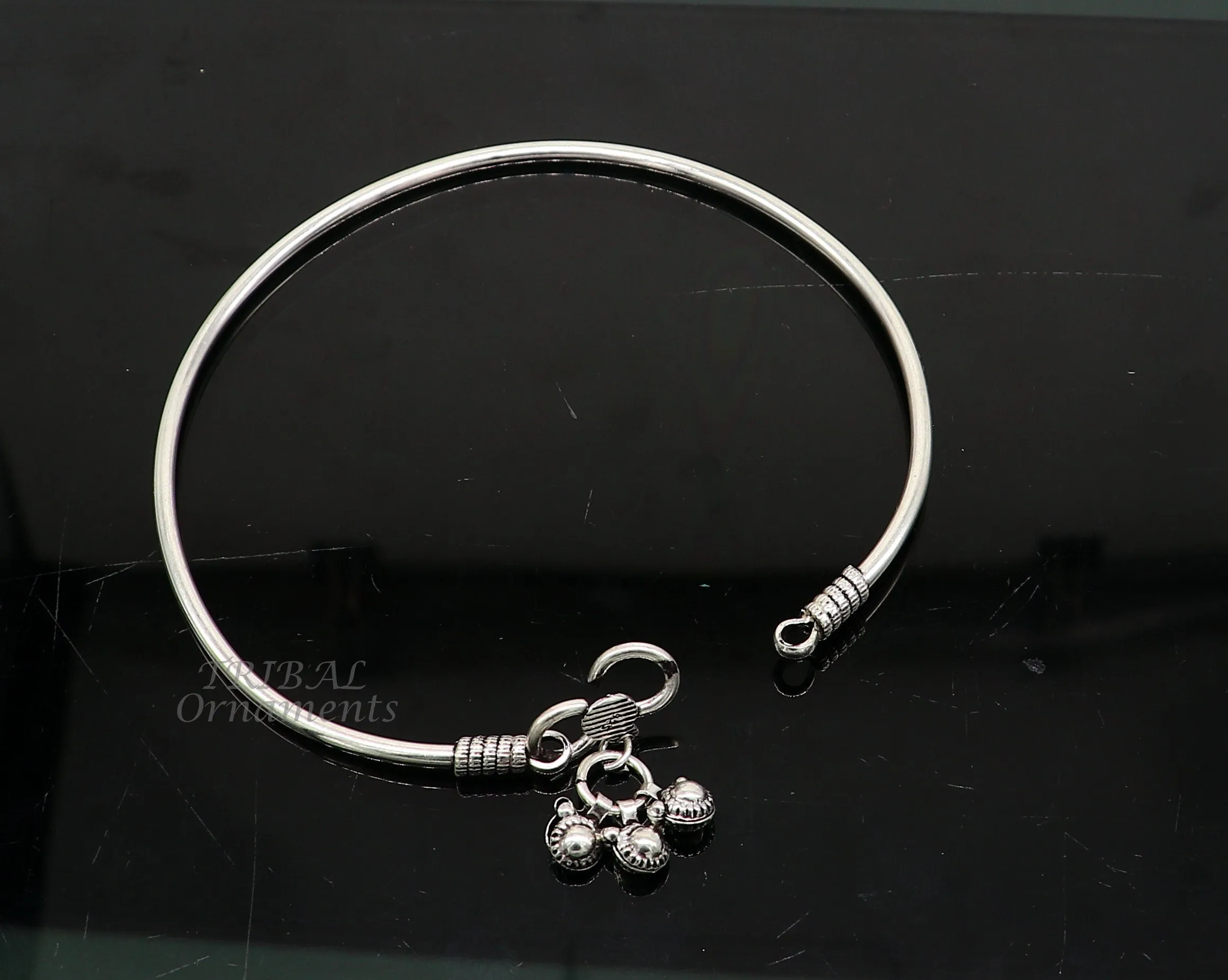 925 sterling silver handmade plain bright design gorgeous customized foot bracelet anklet kada belly dance jewelry nsfk93
