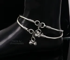 925 sterling silver handmade plain bright design gorgeous customized foot bracelet anklet kada belly dance jewelry nsfk93