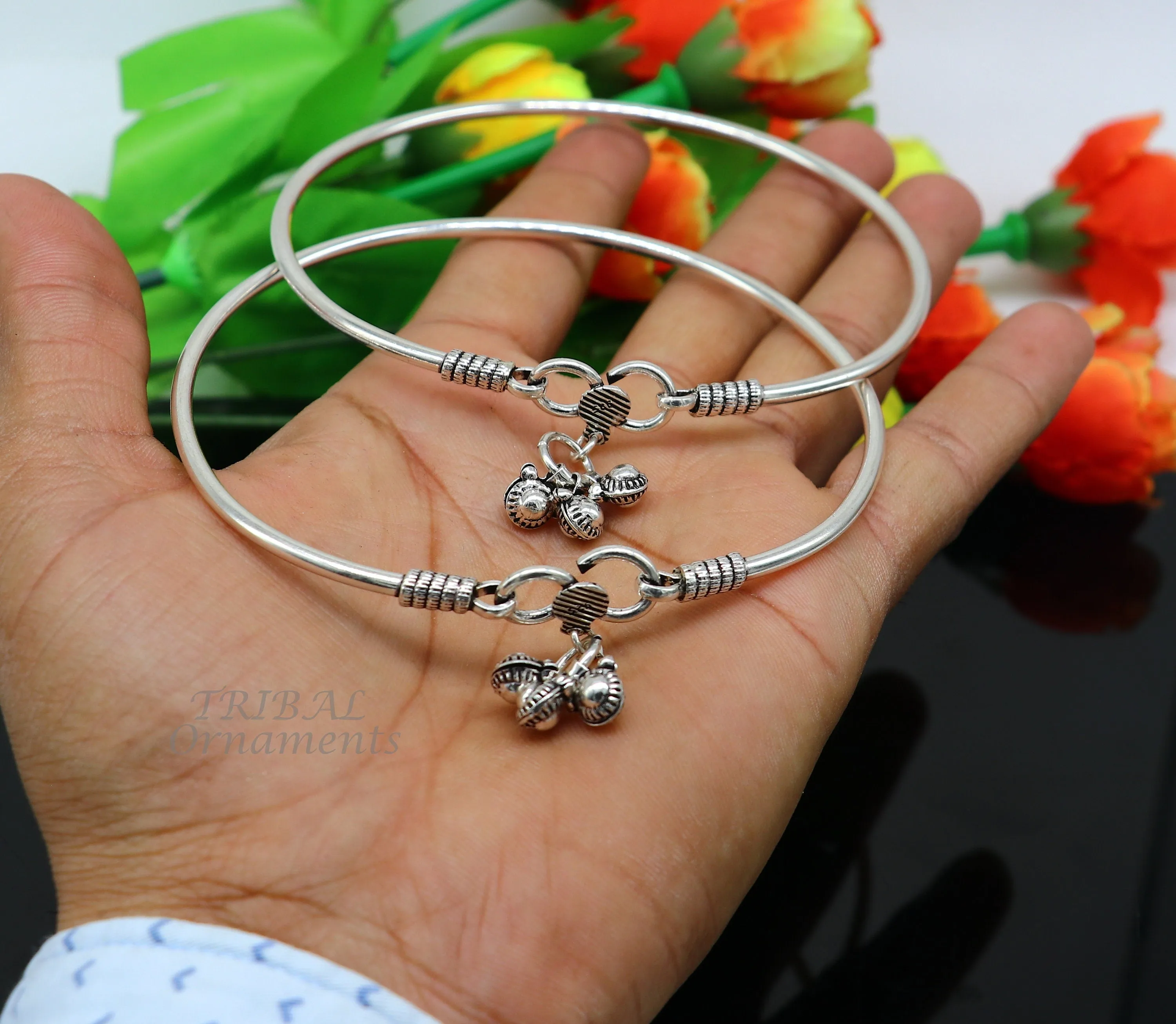 925 sterling silver handmade plain bright design gorgeous customized foot bracelet anklet kada belly dance jewelry nsfk93