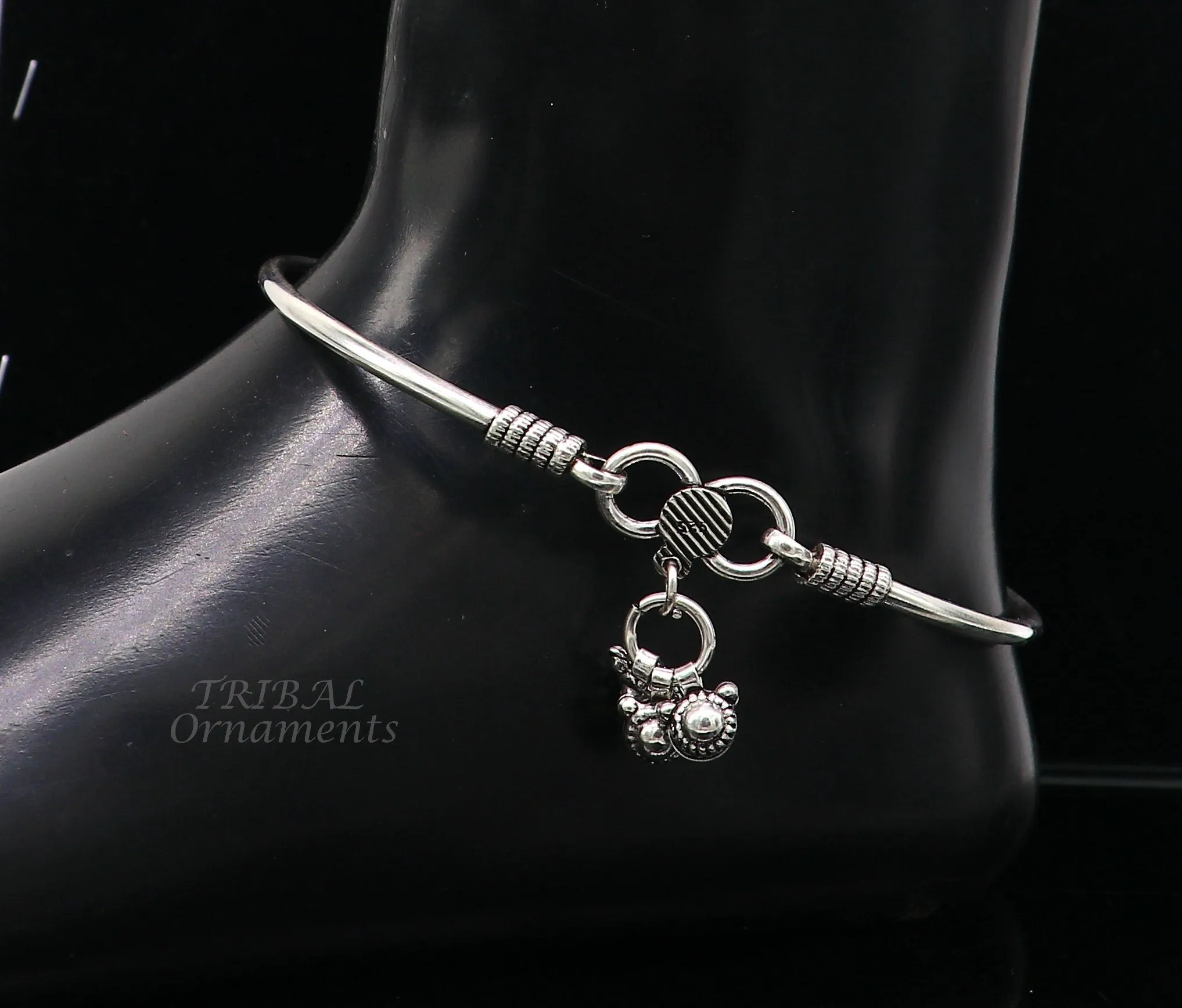 925 sterling silver handmade plain bright design gorgeous customized foot bracelet anklet kada belly dance jewelry nsfk93