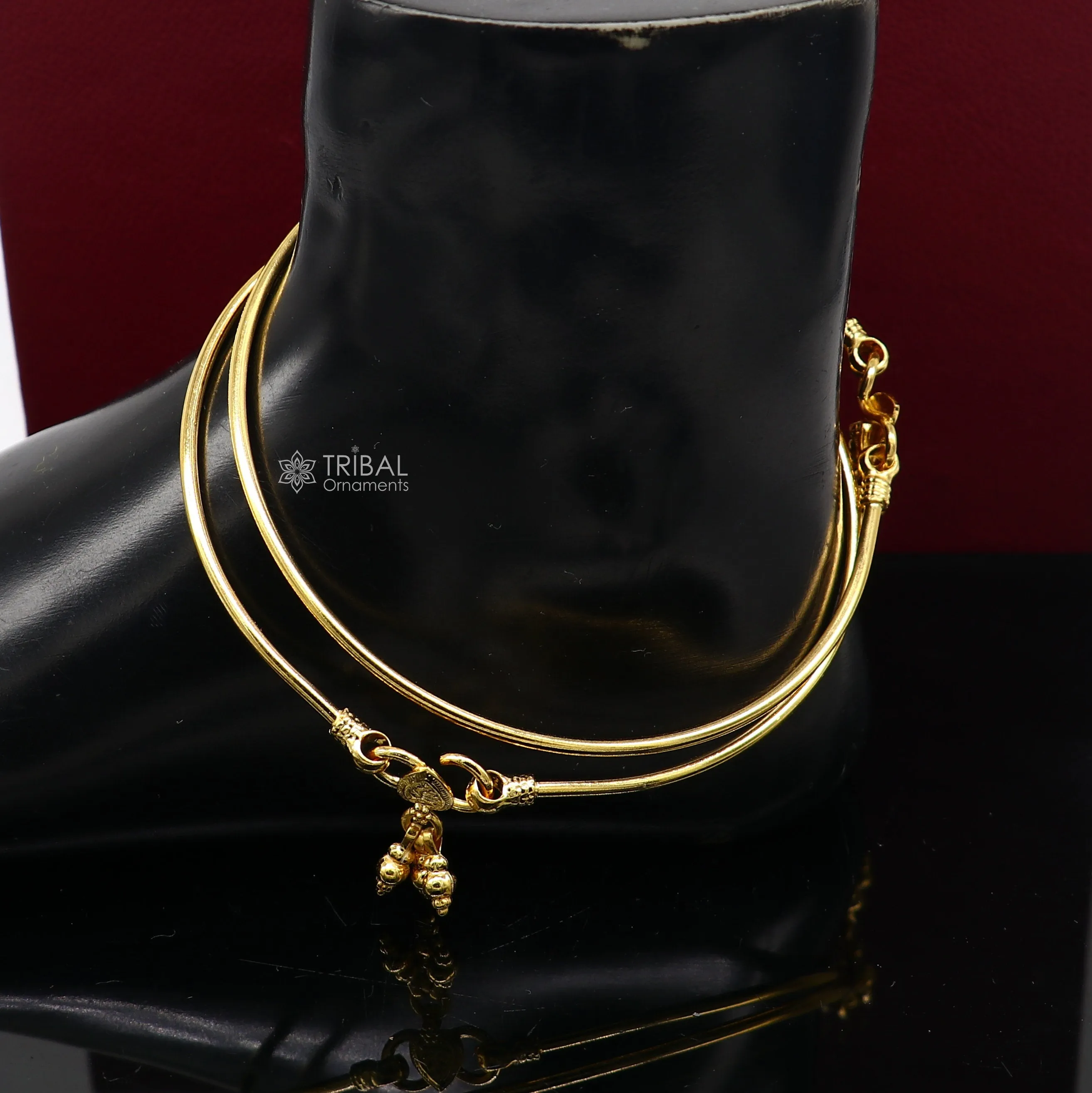 925 sterling silver handmade plain shiny design gold polished gorgeous foot bracelet ankle kada belly dance functional fancy jewelry nsfk98