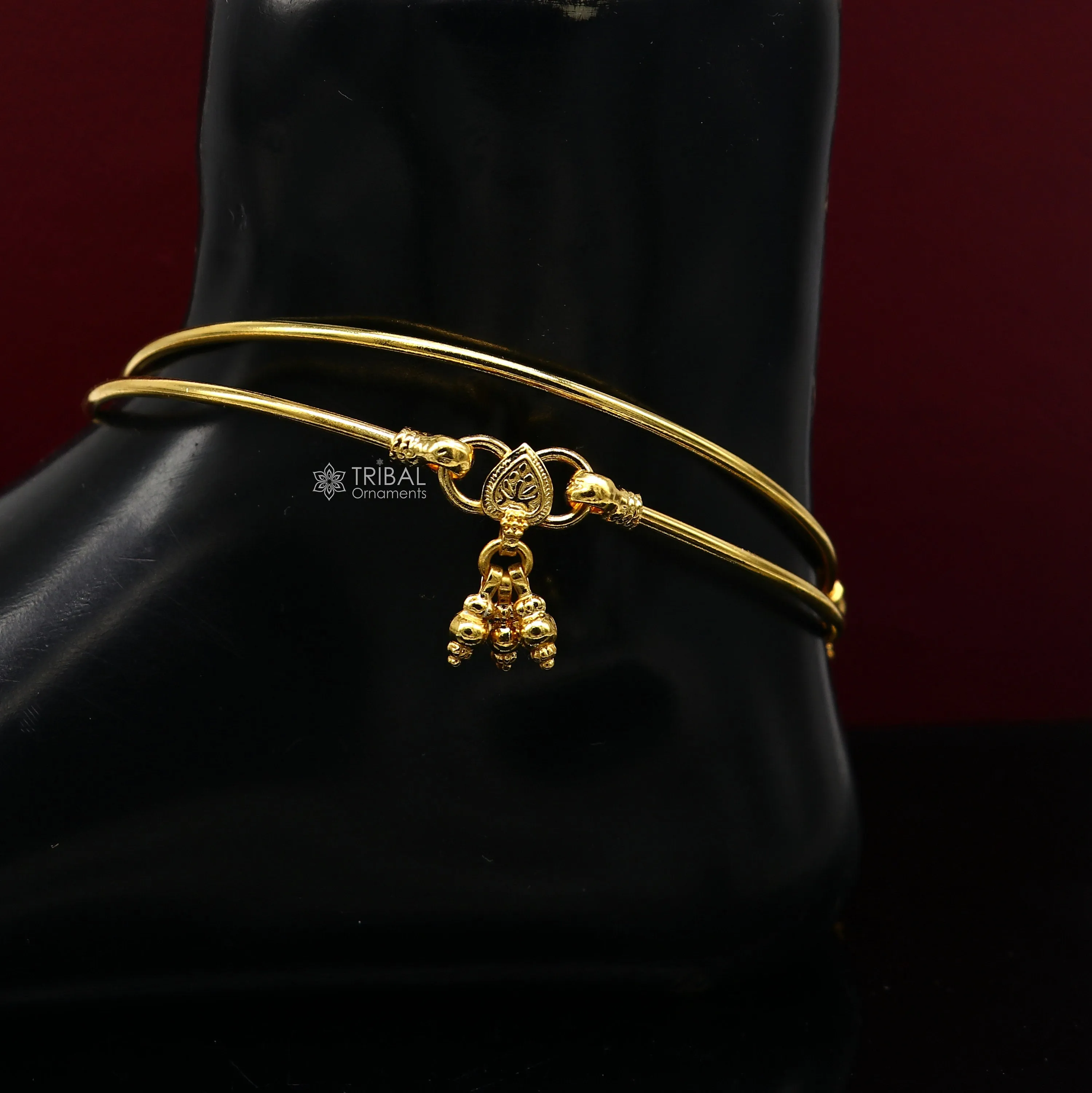 925 sterling silver handmade plain shiny design gold polished gorgeous foot bracelet ankle kada belly dance functional fancy jewelry nsfk98