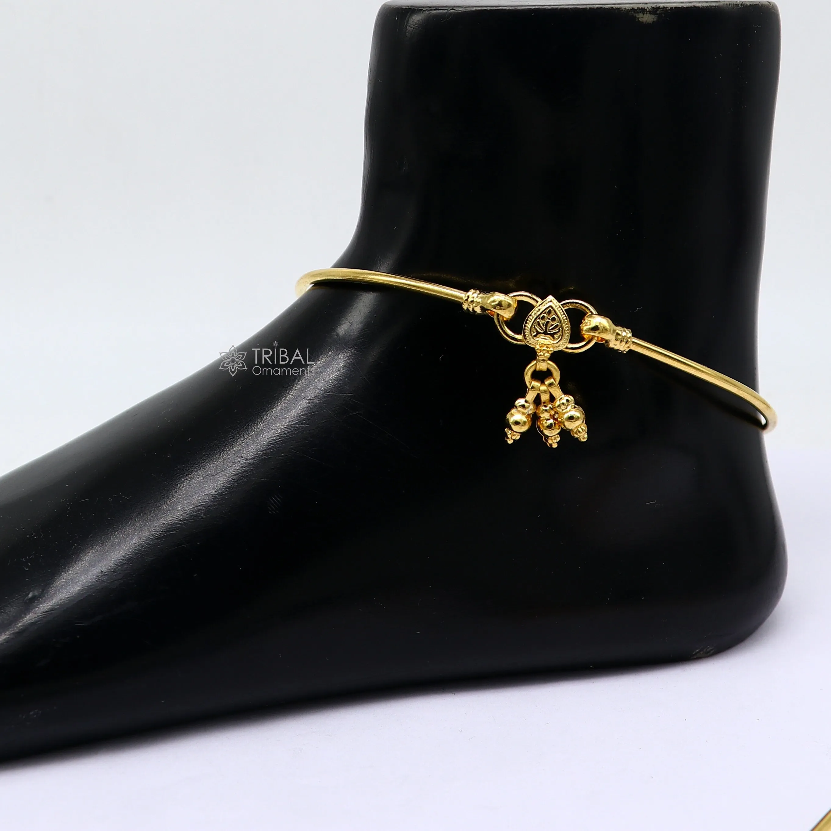 925 sterling silver handmade plain shiny design gold polished gorgeous foot bracelet ankle kada belly dance functional fancy jewelry nsfk98