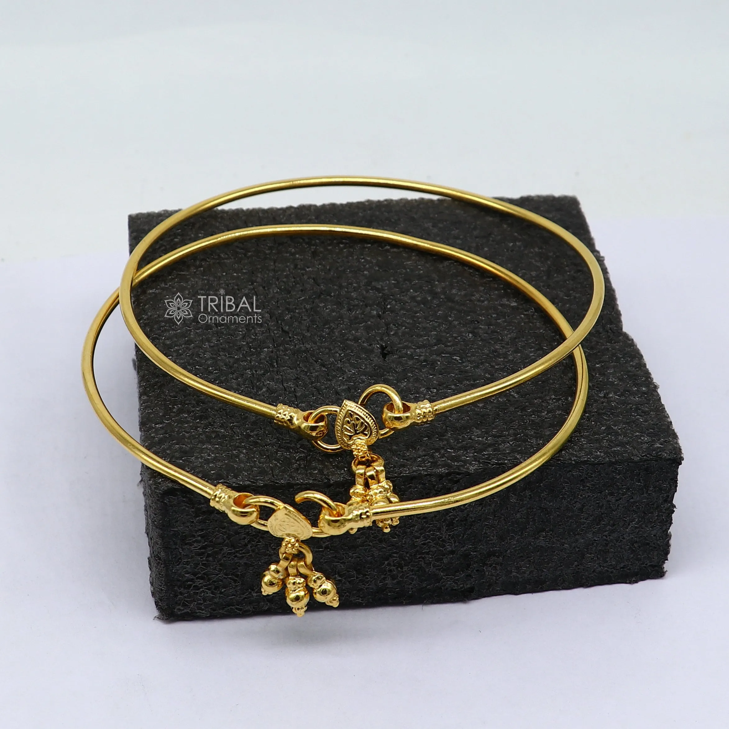 925 sterling silver handmade plain shiny design gold polished gorgeous foot bracelet ankle kada belly dance functional fancy jewelry nsfk98