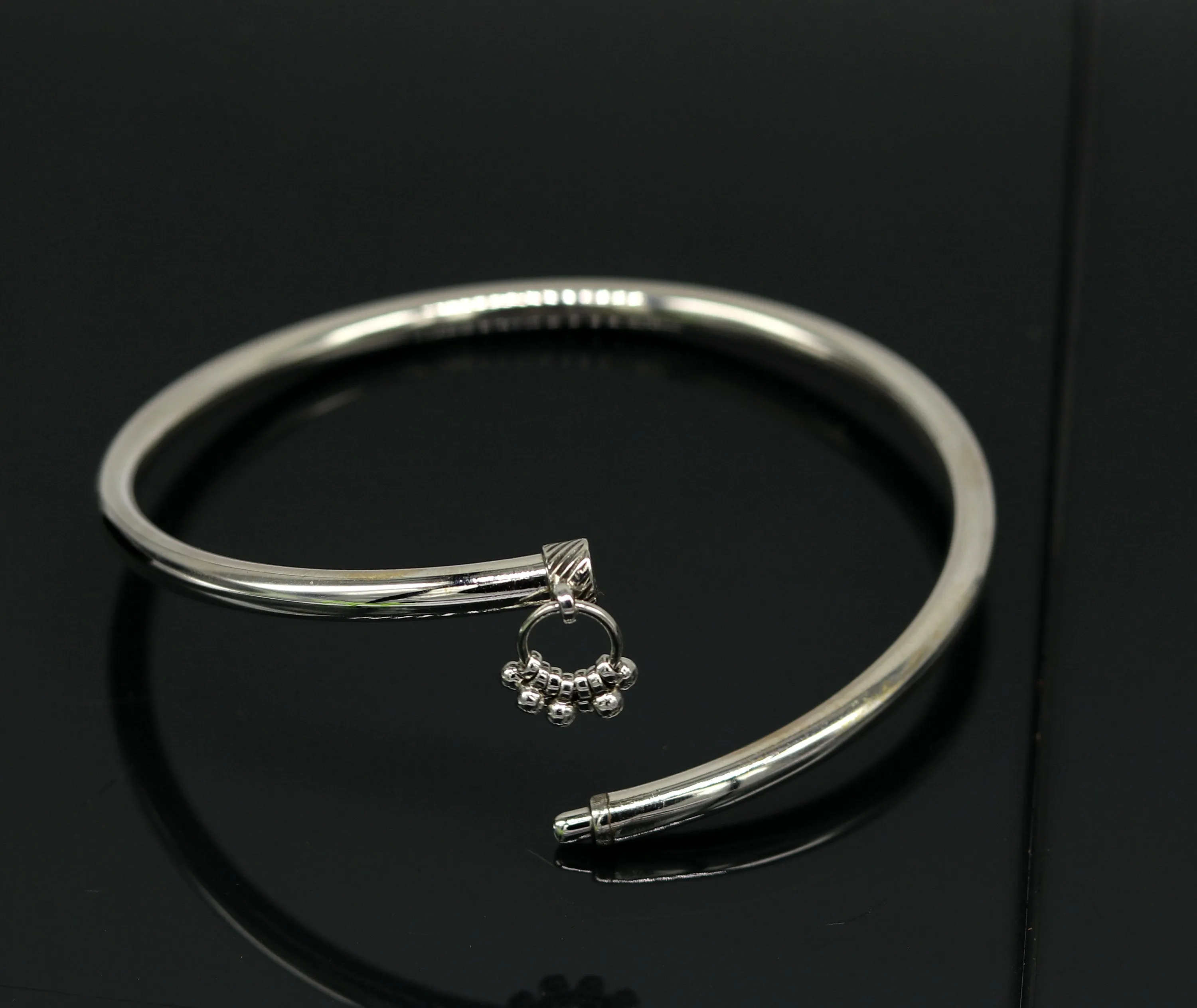 925 sterling silver handmade plain shiny design gorgeous customized foot bracelet, ankle kada excellent hanging drops belly dance sak13
