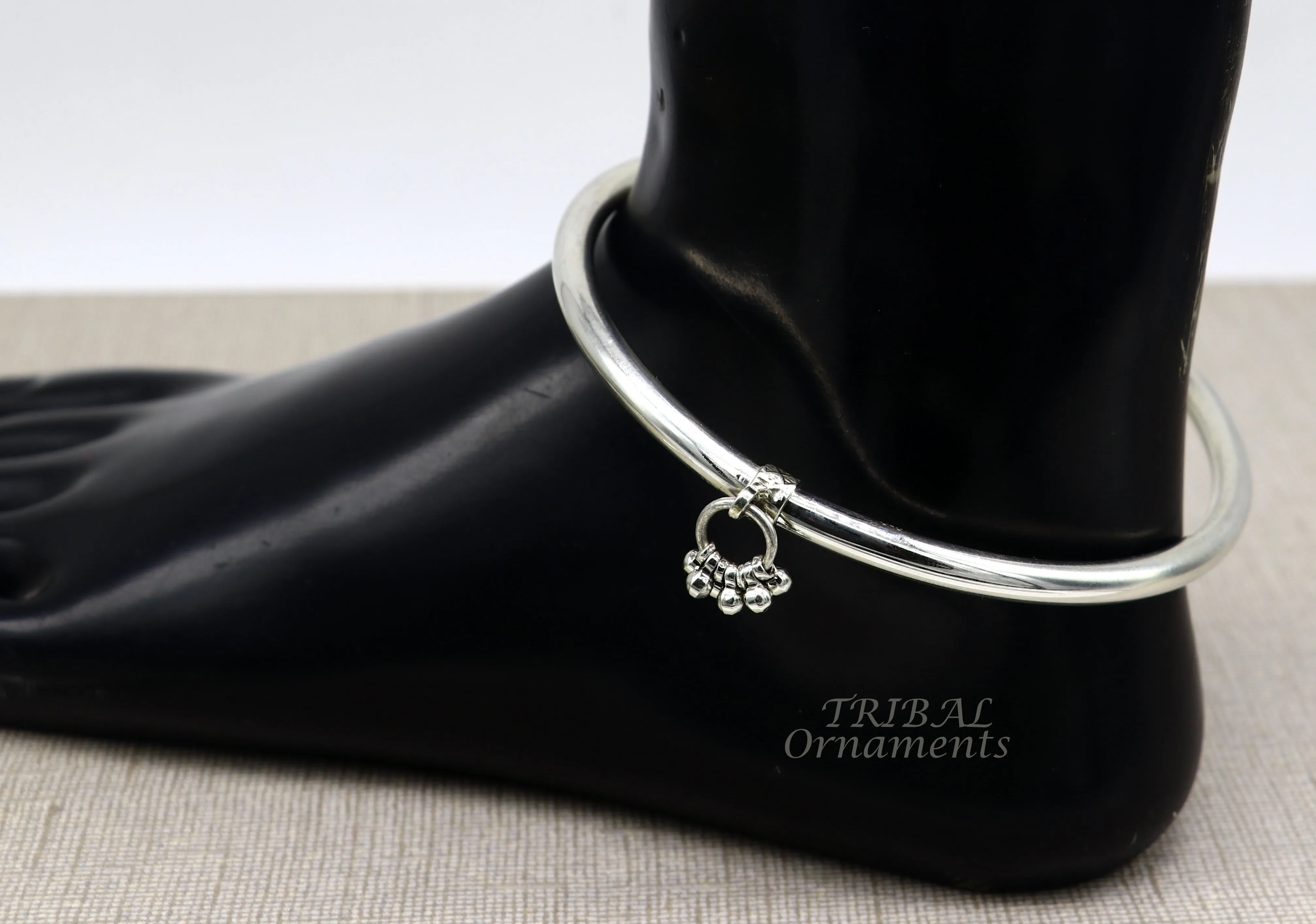 925 sterling silver handmade plain shiny design gorgeous customized foot bracelet, ankle kada excellent hanging drops belly dance sak13