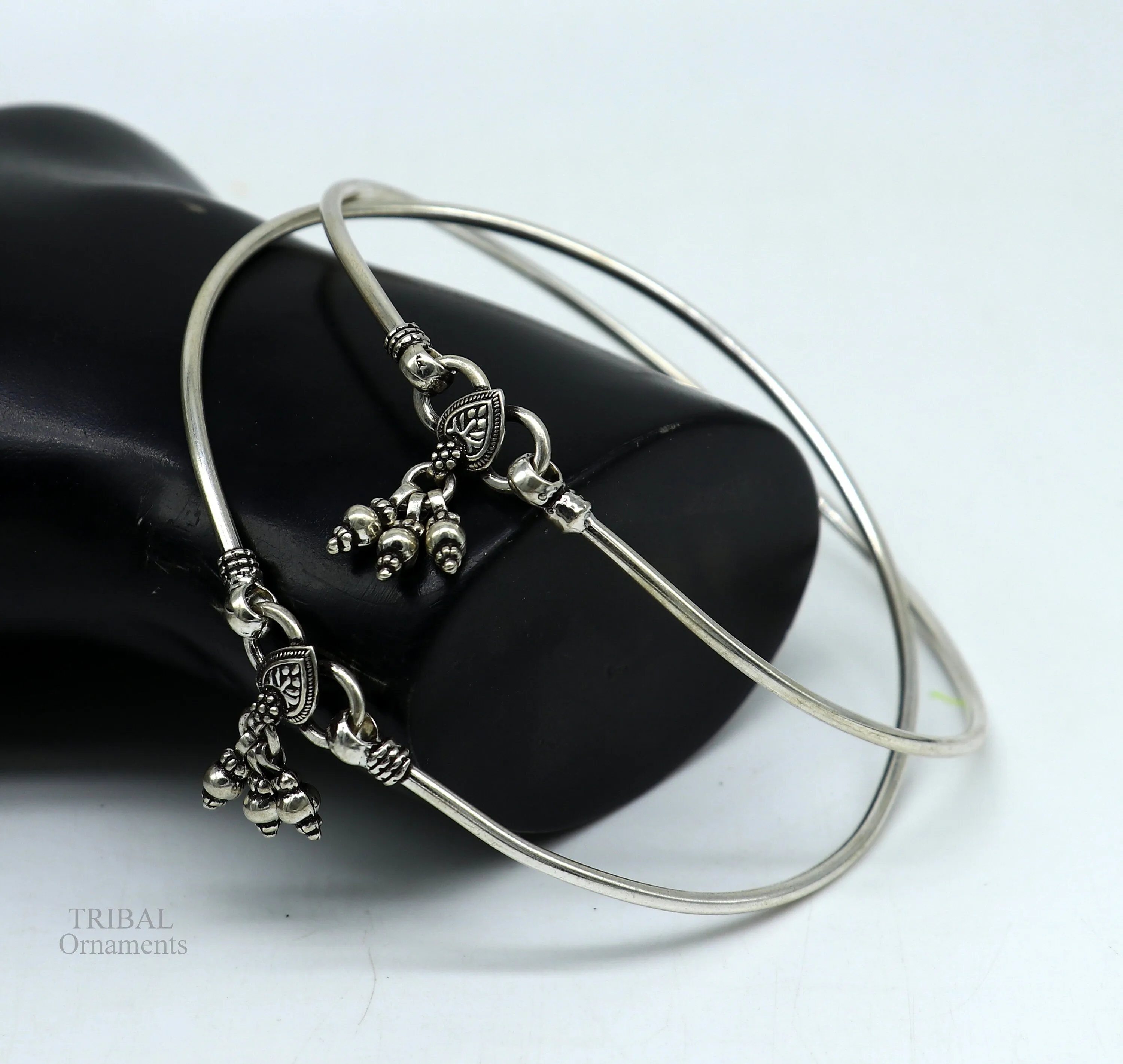 925 sterling silver handmade plain shiny design gorgeous customized foot bracelet ankle kada pretty hanging drops belly dance jewelry nsfk40