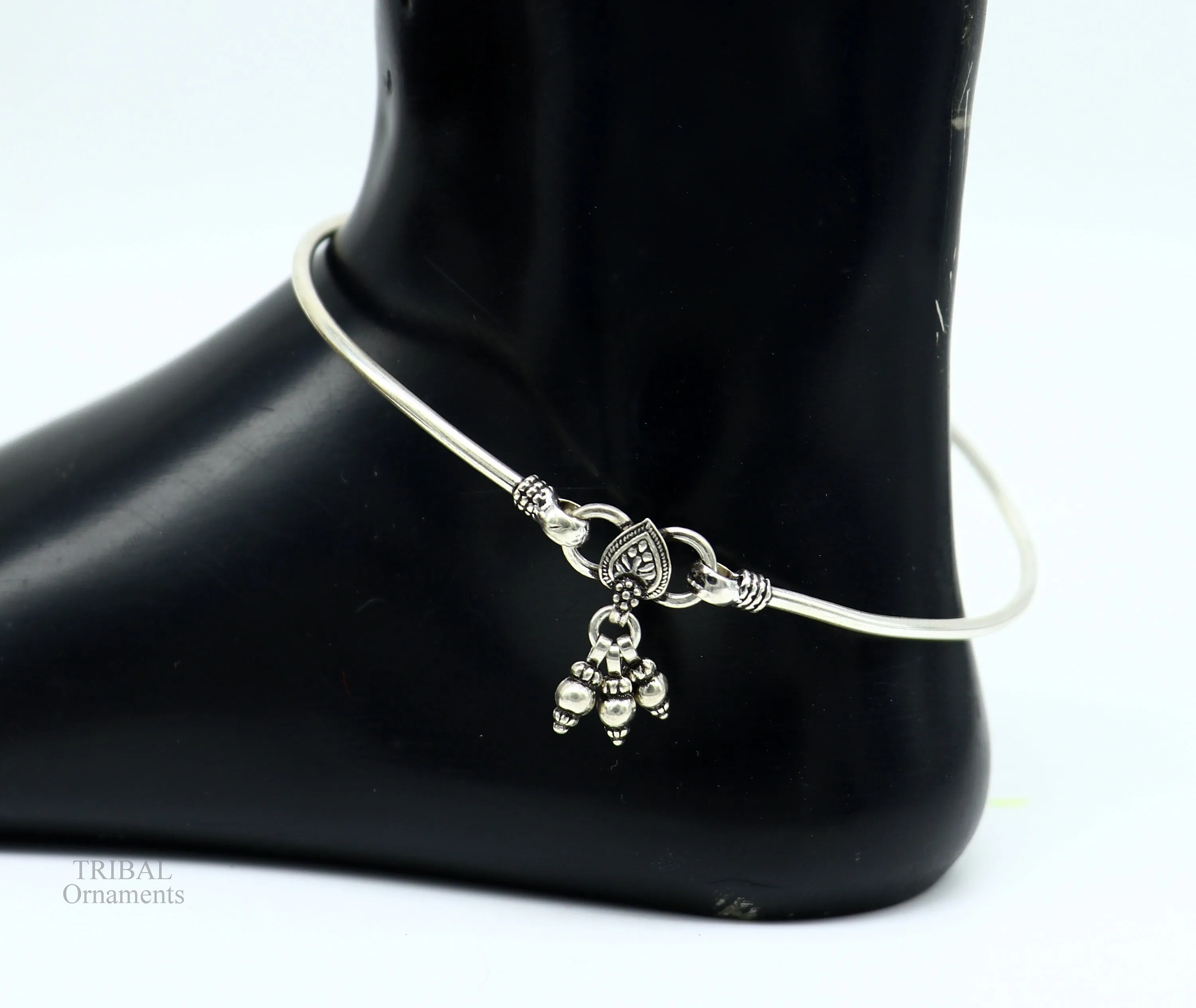 925 sterling silver handmade plain shiny design gorgeous customized foot bracelet ankle kada pretty hanging drops belly dance jewelry nsfk40