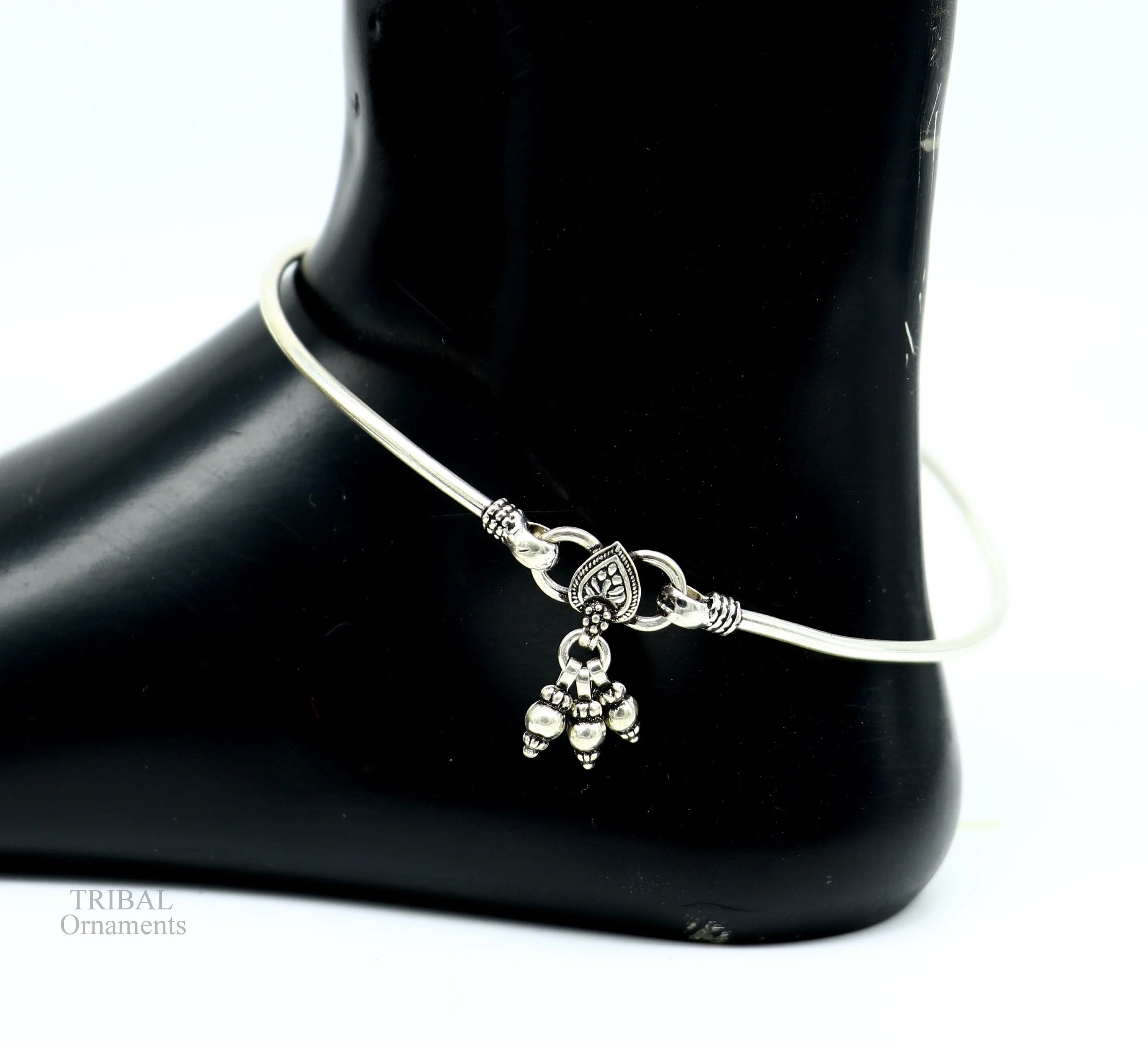 925 sterling silver handmade plain shiny design gorgeous customized foot bracelet ankle kada pretty hanging drops belly dance jewelry nsfk40