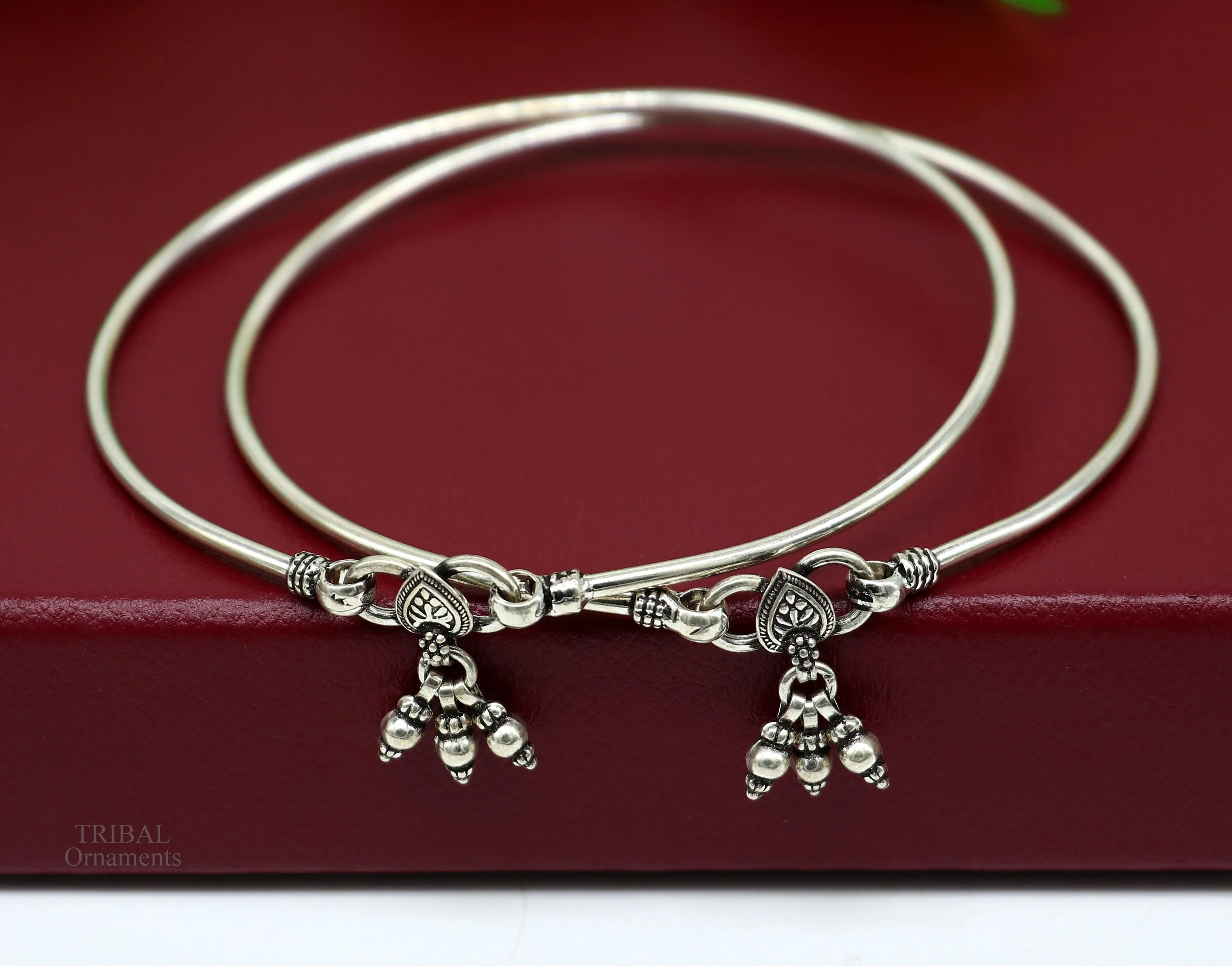 925 sterling silver handmade plain shiny design gorgeous customized foot bracelet ankle kada pretty hanging drops belly dance jewelry nsfk40