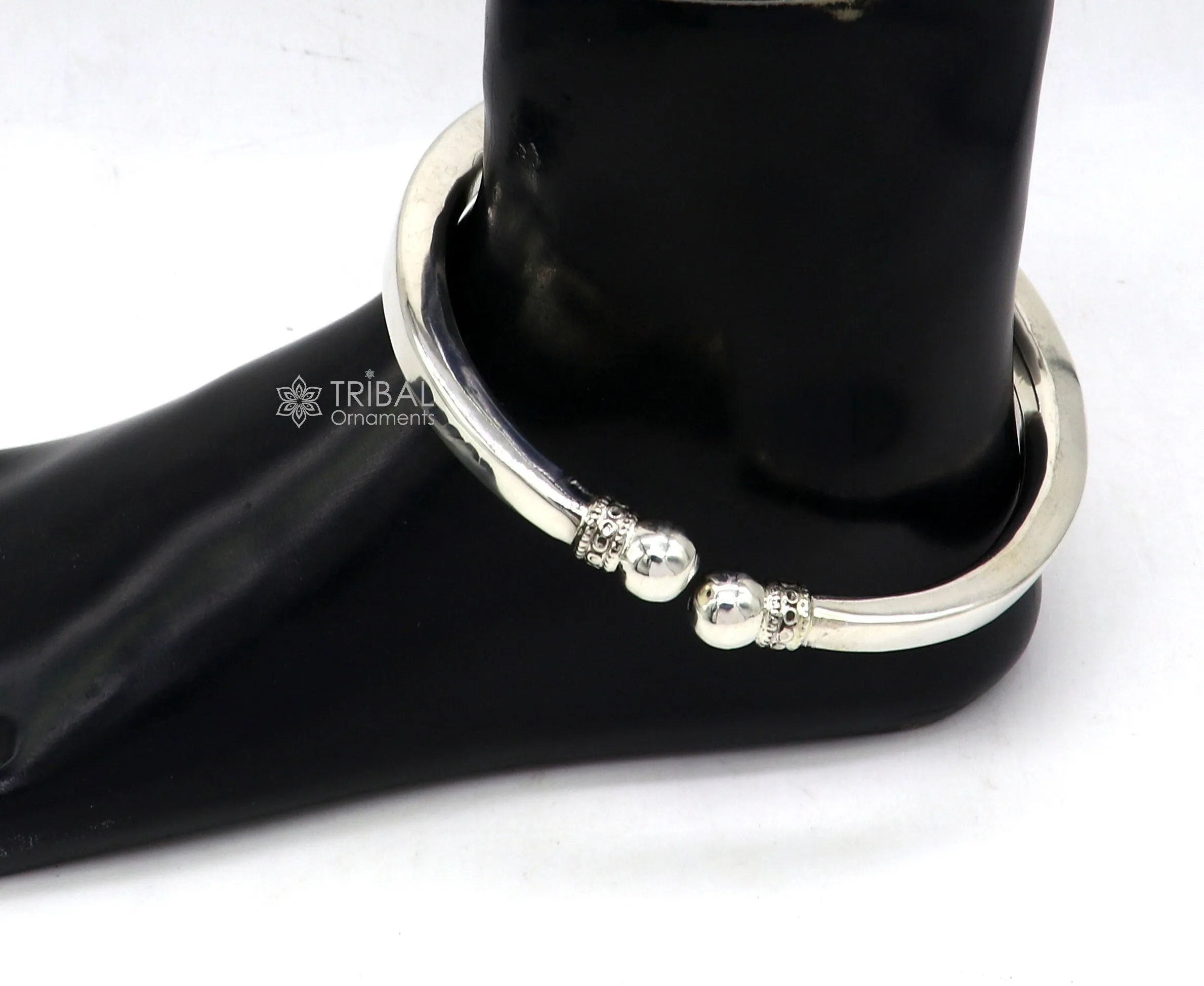 925 sterling silver handmade plain shiny design gorgeous foot bracelet ankle kada excellent ethnic tribal jewelry for unisex nsfk111