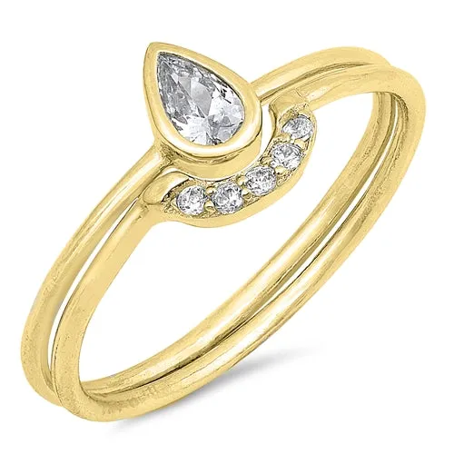925 Sterling Silver Teardrop Set With CZ