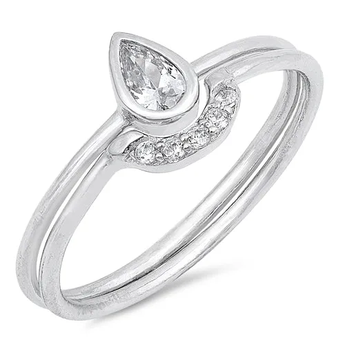 925 Sterling Silver Teardrop Set With CZ